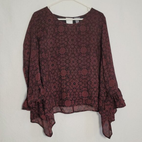 592. Charlotte Russe Long Sleeve Blouse Maroon Sz XL - Picture 1 of 7